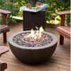 28-inch Round Gray Enviro Stone Fire Pit Bowl with Propane Tank Hideaway Table