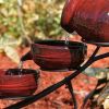 Red Ceramic 5-Tier Hand Painted Outdoor Bird Bath Fountain with Solar Pump