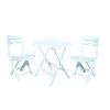 3-Piece Folding Outdoor Patio Furniture Bistro Set in White