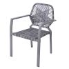 3 Piece All-Weather Outdoor Bistro Set, Indoor and Outdoor Bistro Table and Chair Set, Resin Wicker Outdoor Patio Furniture Dining Set-Gray