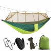 Camping Hammock with Mosquito Net Ultralight Portable Nylon Outdoor Windproof Anti-Mosquito Swing Sleeping Hammock (Color: Green)