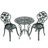 Patio Balcony Stylish Cast Aluminum Bistro Bar Table  Chair 3 Pcs Set