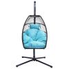 Hanging Egg Swing Chair with Stand Hammock Chair with Soft Cushion and Pillow for Backyard, Garden, Patio XH