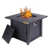 50,000 BTU Square 28 Inch/30inch  Outdoor Gas Fire Pit TableGas Firepits with Lava Rocks & Water-Proof Cover XH