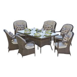 Direct Wicker Cinderella Patio Wicker 7 Piece Round Dining Set (Table Shape: Rectangle)