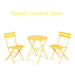 Round 2 Person - 23.6" Long Bistro Set (7 Colors Available) (Color: Yellow)