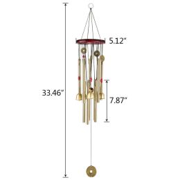 Large Deep Tone Windchime Chapel Bells Wind Chimes Outdoor Garden Home Decor (Type: 33" Gold with 10 Tubes)