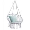 Comfortable And Safe Hanging Hammock Chair With Handwoven Macrame Cotton Backrest