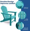Outdoor Folding Plastic Adirondack Chair with Weather Resistant & Easy Maintenance for Patio, Deck, Garden, Backyard, Beach, Pool and Fire Pit
