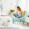 Comfortable And Safe Hanging Hammock Chair With Handwoven Macrame Cotton Backrest