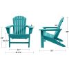 Outdoor Folding Plastic Adirondack Chair with Weather Resistant & Easy Maintenance for Patio, Deck, Garden, Backyard, Beach, Pool and Fire Pit