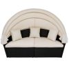 Backyard Outdoor Rattan Round Daybed Retractable Canopy Sunbed Sectional Sofa Sets