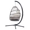 Hanging Egg Swing Chair with Stand Hammock Chair with Soft Cushion and Pillow for Backyard, Garden, Patio XH