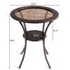 Outdoor Patio Rattan Bar Table Square Glass Top Table