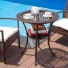 Outdoor Patio Rattan Bar Table Square Glass Top Table